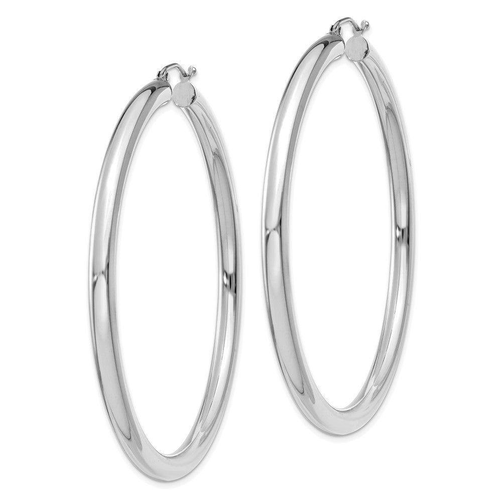 14K White Gold Polished 4mm Tube Hoop Earrings