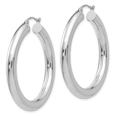 14K White Gold Polished 5mm Tube Hoop Earrings