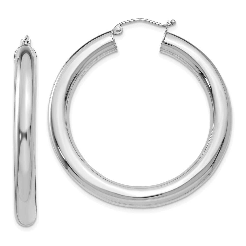 14K White Gold Polished 5mm Tube Hoop Earrings