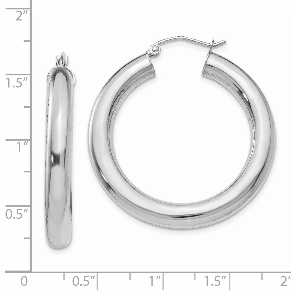 14K White Gold Polished 5mm Tube Hoop Earrings