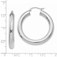 14K White Gold Polished 5mm Tube Hoop Earrings