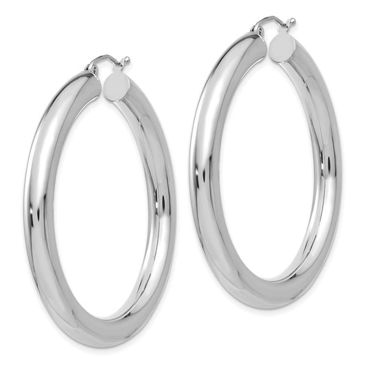 14K White Gold Polished 5mm Tube Hoop Earrings