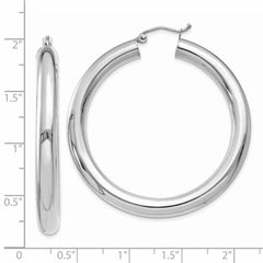 14K White Gold Polished 5mm Tube Hoop Earrings