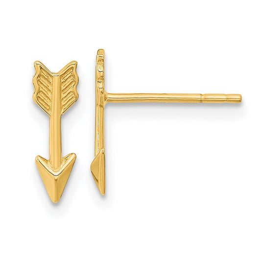 14K Yellow Gold Polished Arrow Post Earrings