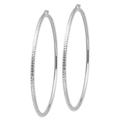 14K White Gold Lightweight 3mm Diamond-cut Hoop Earrings