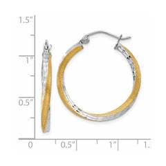 14K Two-Tone Gold Diamond-cut 2.5mm Twisted Hoop Earrings