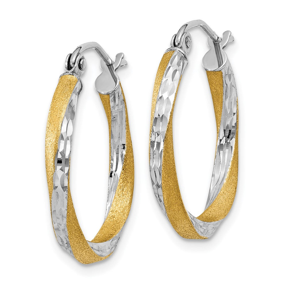 14K Two-Tone Gold Diamond-cut 2.5mm Twisted Hoop Earrings