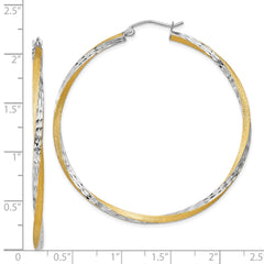 14K Two-Tone Gold Diamond-cut 2.5mm Twisted Hoop Earrings