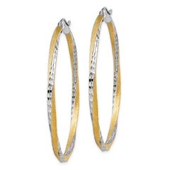 14K Two-Tone Gold Diamond-cut 2.5mm Twisted Hoop Earrings