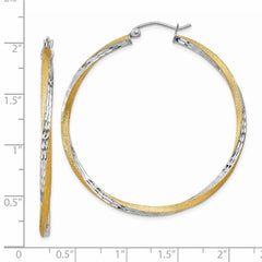 14K Two-Tone Gold Diamond-cut 2.5mm Twisted Hoop Earrings