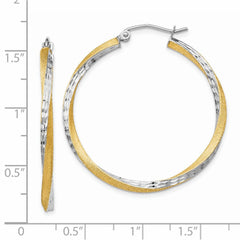 14K Two-Tone Gold Diamond-cut 2.5mm Twisted Hoop Earrings