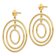 14K Yellow Gold Fancy Circle Dangle Post Earrings