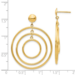 14K Yellow Gold Fancy Circle Dangle Post Earrings