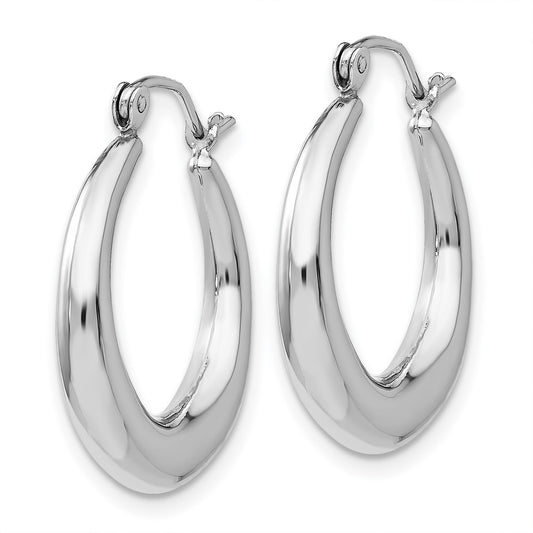 14K White Gold Polished Hoop Earrings