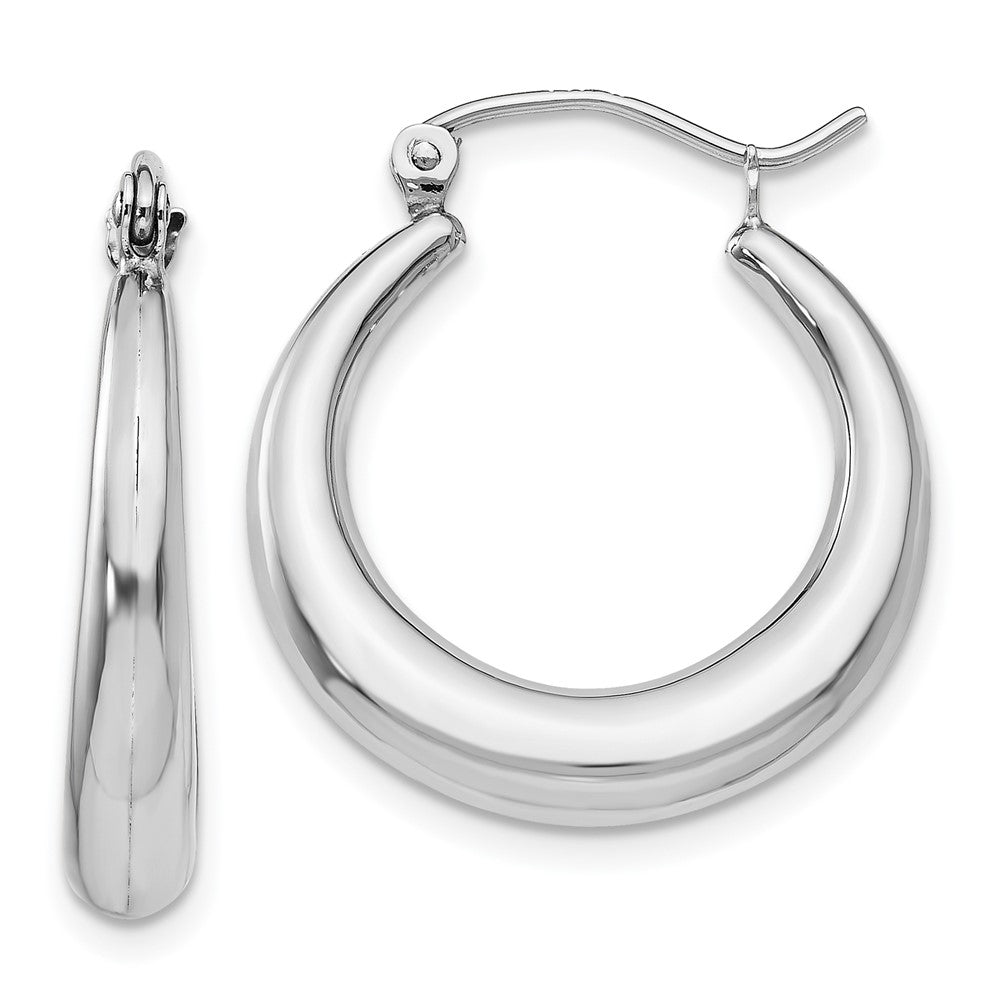 14K White Gold Polished Hoop Earrings