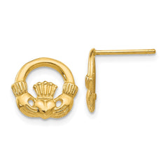 14K Yellow Gold Claddagh Post Earrings