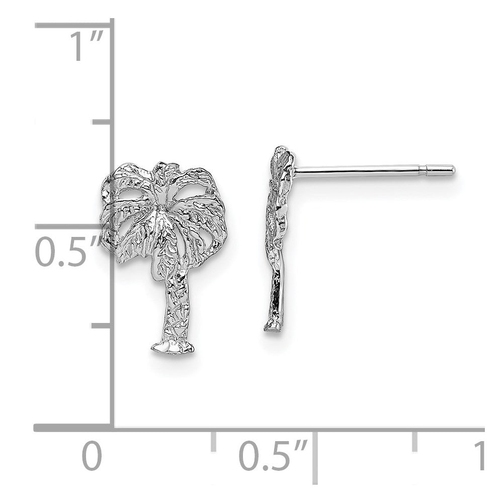 14K White Gold Palm Tree Post Earrings