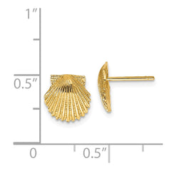 14K Yellow Gold Scallop Shell Post Earrings