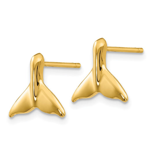 14K Yellow Gold Whale Tail Post Earrings