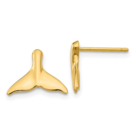 14K Yellow Gold Whale Tail Post Earrings