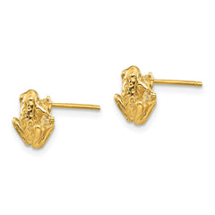 14K Yellow Gold Mini Frog Post Earrings