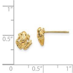 14K Yellow Gold Mini Frog Post Earrings