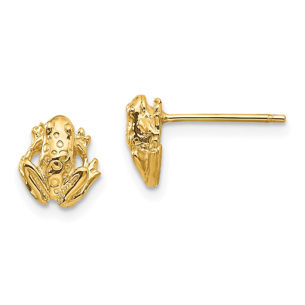 14K Yellow Gold Mini Frog Post Earrings