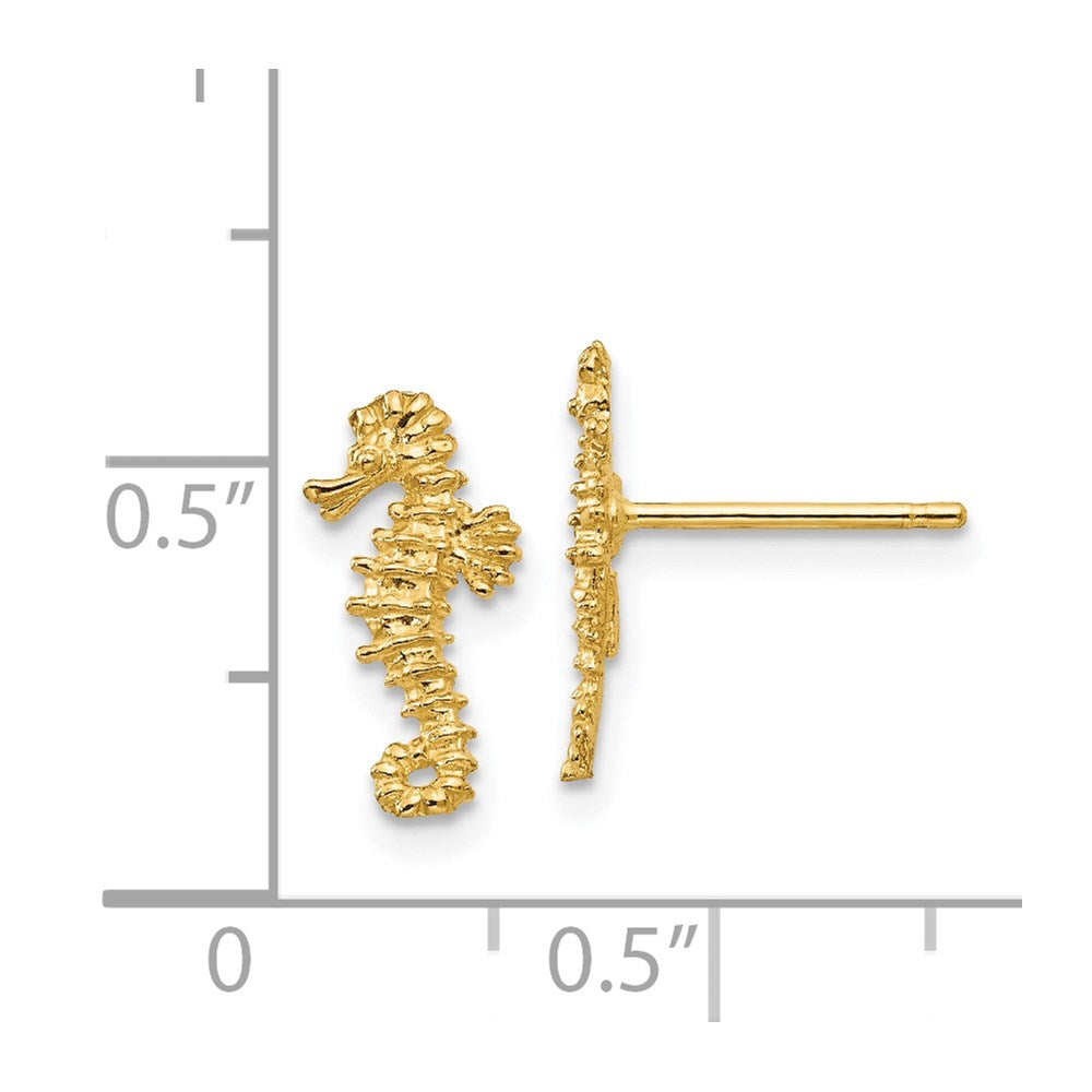 14K Yellow Gold Mini Left and Right Seahorse Post Earrings