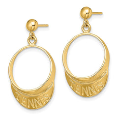 14K Yellow Gold 3D Tennis Visor Dangle Post Earrings