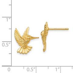 14K Yellow Gold Hummingbird Post Earrings