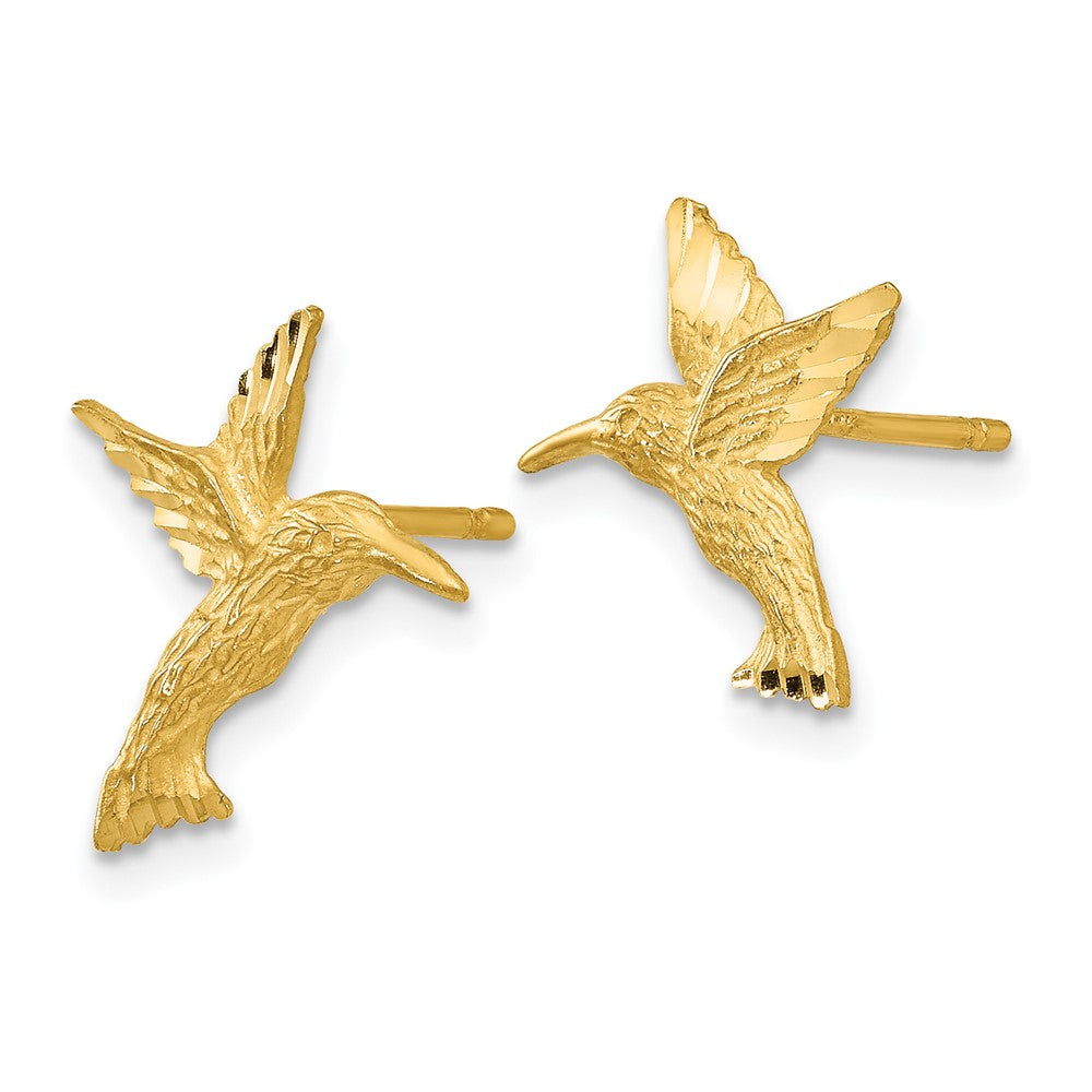 14K Yellow Gold Hummingbird Earrings