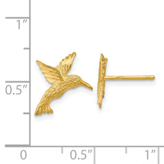 14K Yellow Gold Hummingbird Earrings