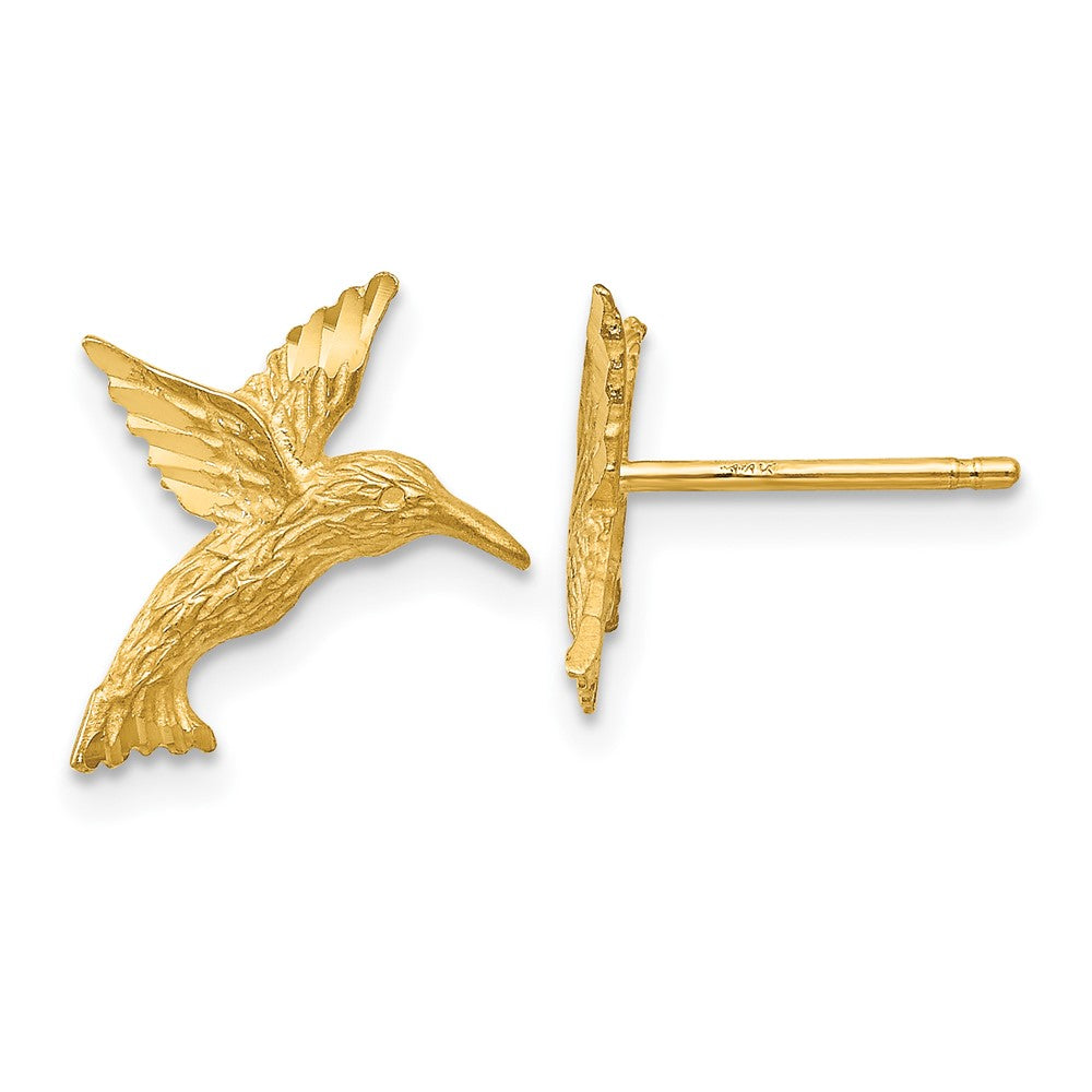 14K Yellow Gold Hummingbird Earrings