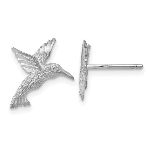 14K White Gold Hummingbird Earrings