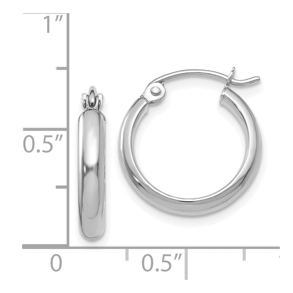 14K White Gold Polished Hoop Earrings