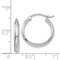 14K White Gold Polished Hoop Earrings