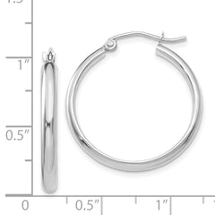 14K White Gold Polished Hoop Earrings