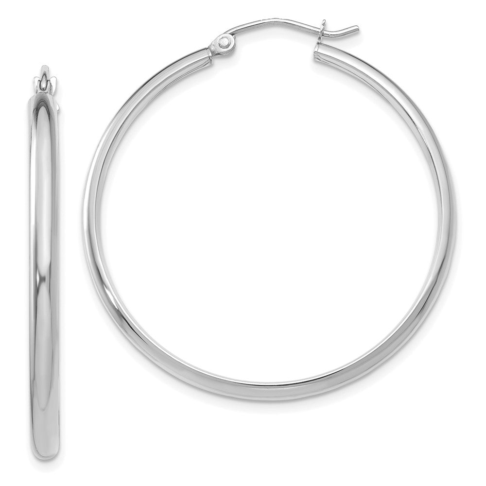 14K White Gold Polished Hoop Earrings