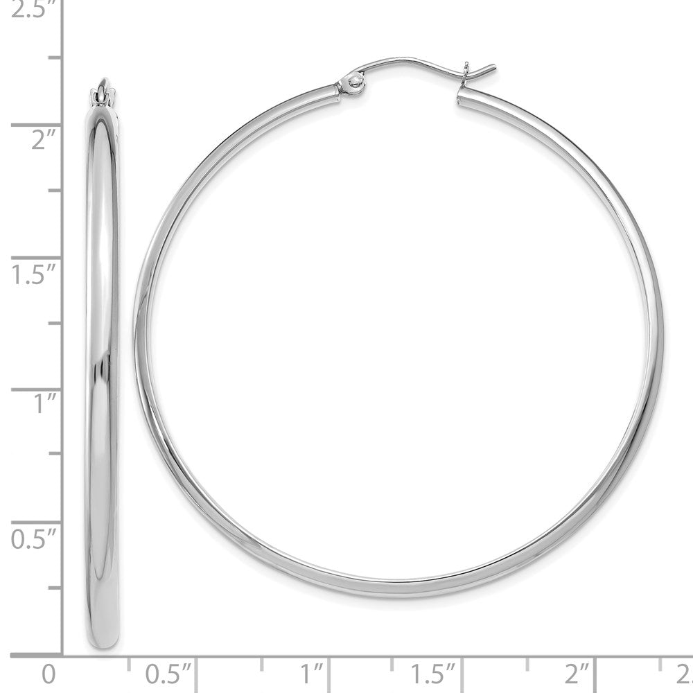 14K White Gold Polished Hoop Earrings