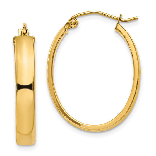 14K Yellow Gold Lightweight Oval Hoop Earrings