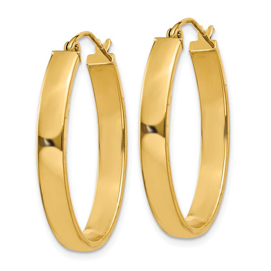 14K Yellow Gold Lightweight Oval Hoop Earrings