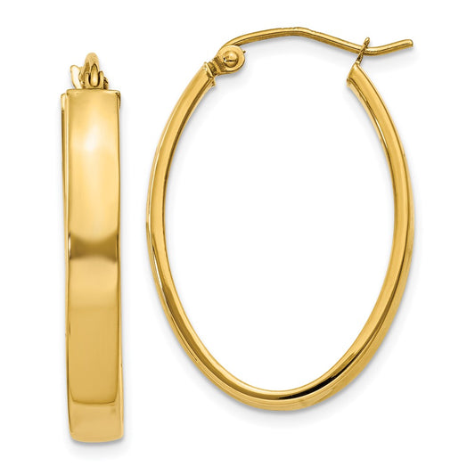 14K Yellow Gold Lightweight Oval Hoop Earrings