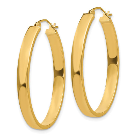 14K Yellow Gold Lightweight Oval Hoop Earrings