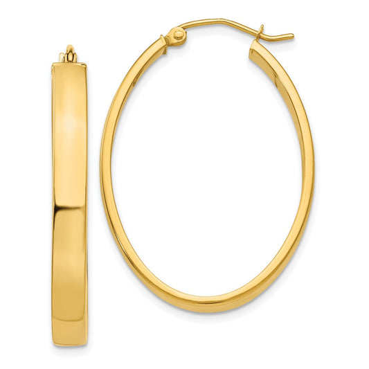 14K Yellow Gold Lightweight Oval Hoop Earrings