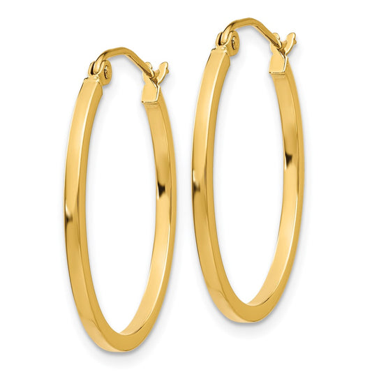 14K Yellow Gold Lightweight Fancy Oval Hoop Earrings