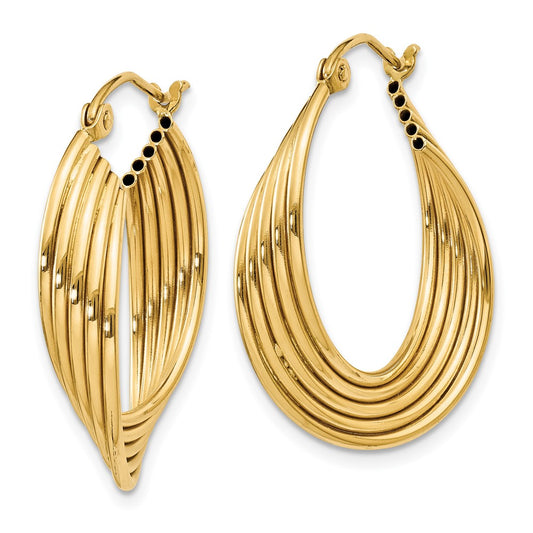 14K Yellow Gold Lightweight Fancy Hoop Earrings