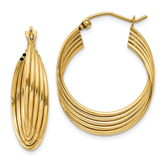 14K Yellow Gold Lightweight Fancy Hoop Earrings