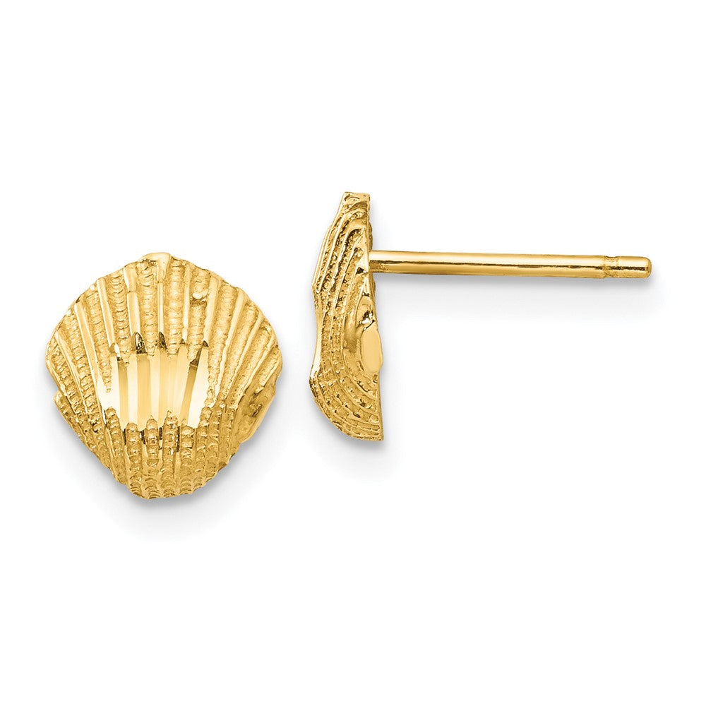 14K Yellow Gold Diamond-cut Shell Earrings