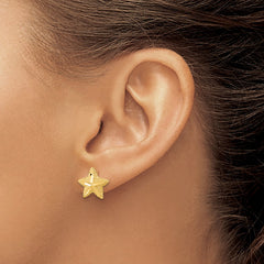 14K Yellow Gold Polished Diamond-cut Starfish Post Earrings