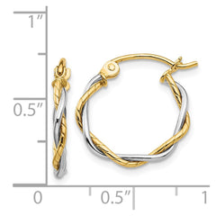 14K Two-Tone Gold Polished 1.8mm Twisted Hoop Earrings